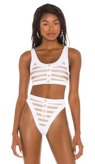X REVOLVE Isle Bikini Top in Taupe & White Stripe | Revolve Clothing (Global)