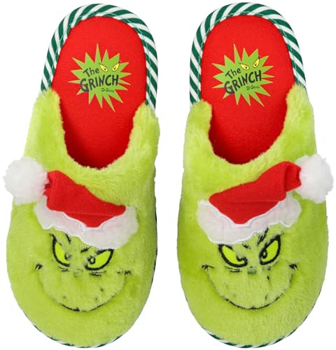 GRINCH Holiday Slippers, Unisex Sizing for Men and Women, Men's 7-8/Women's 9-10 | Amazon (US)