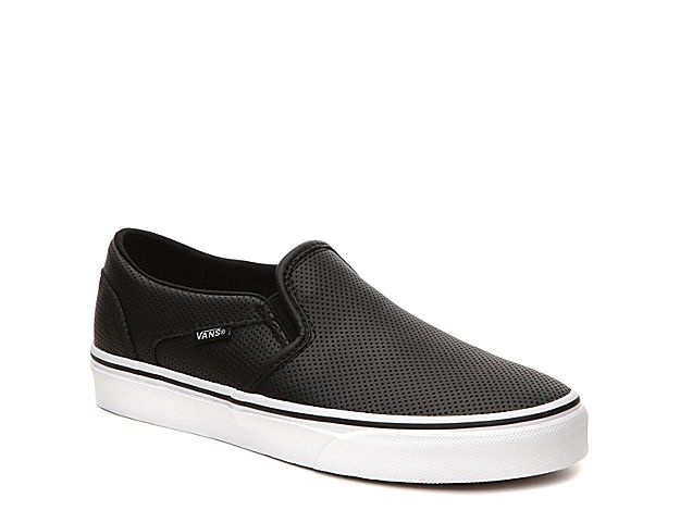 Vans Asher Perforated Slip-On Sneaker - Women's - Black | DSW