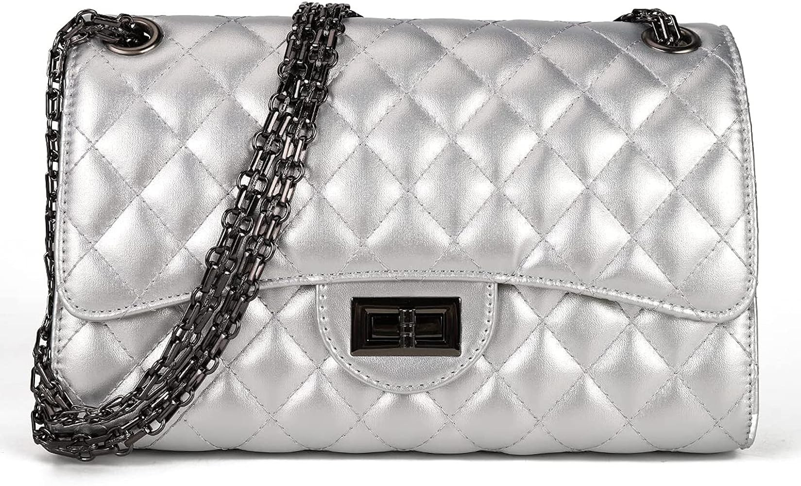 Quilted Crossbody Bags for Women Leather Ladies Shoulder Purses with Chain Strap Stylish Clutch P... | Amazon (US)