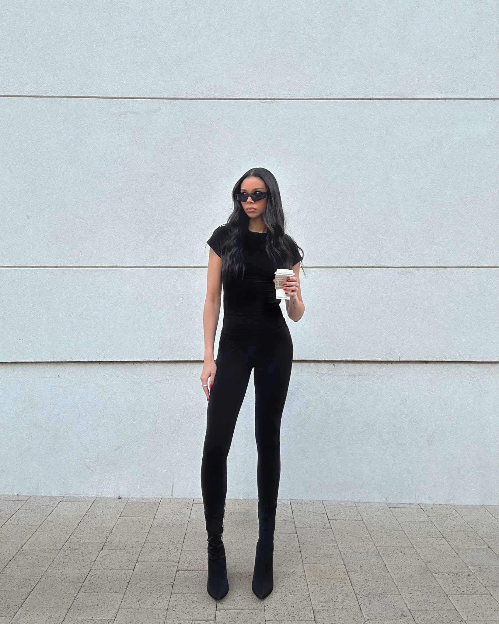 All black always 🖤 Easy way to elevate just a leggings and tshirt look is to add matching boots. In my case I chose sock boots for the whole look to be seamless.