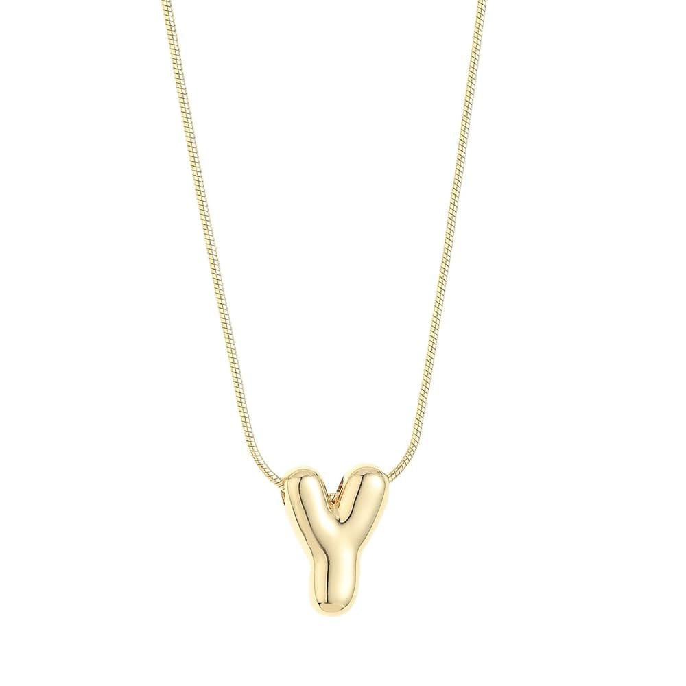 Leo & Luca Balloon Initial Necklace - Bubble Letter Gold Necklace - Necklace Charm - Unique Perso... | Amazon (US)