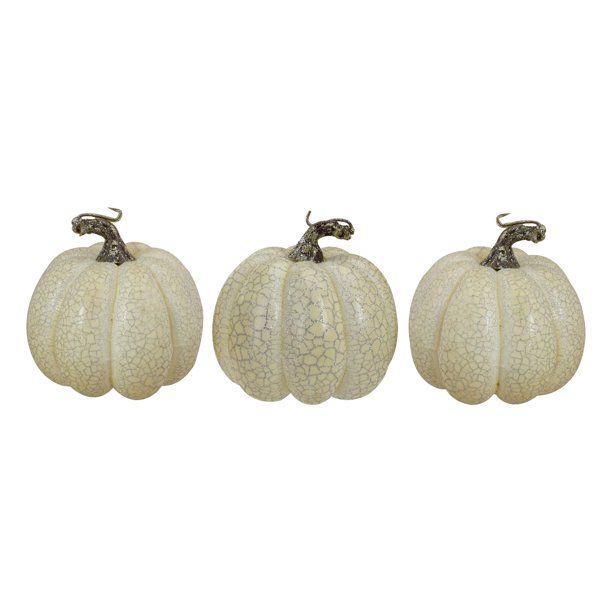 Set of 3 White Artificial Fall Harvest Pumpkins 4" | Walmart (US)