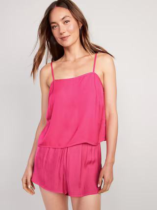 Satin Lounge Tank Top and Shorts Set for Women | Old Navy (US)