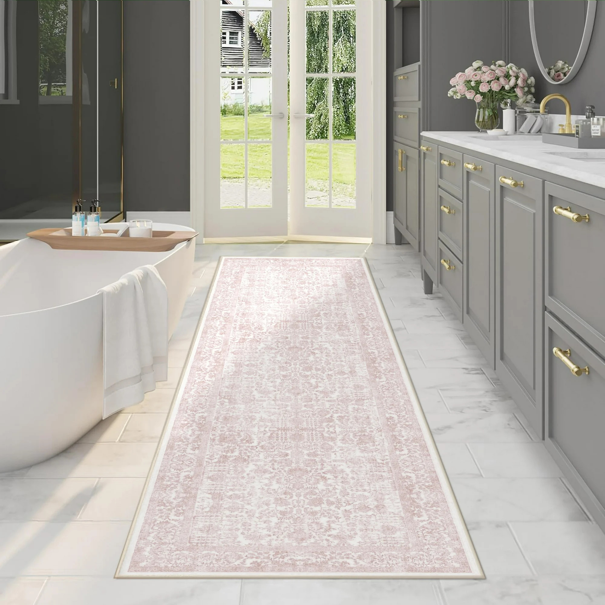 BERTHMEER 2'x6' Washable Runner Rugs for Hallway Kitchen Entryway Non-slip, Pink - Walmart.com | Walmart (US)