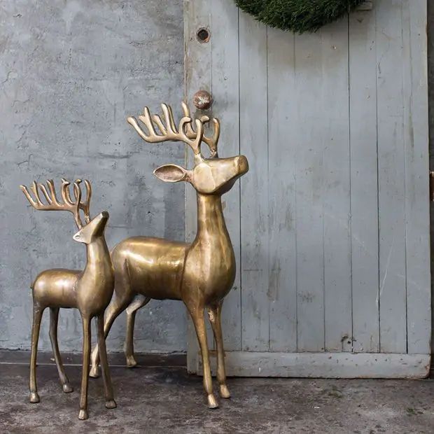 Standing Metal Reindeer Figure | Antique Farm House