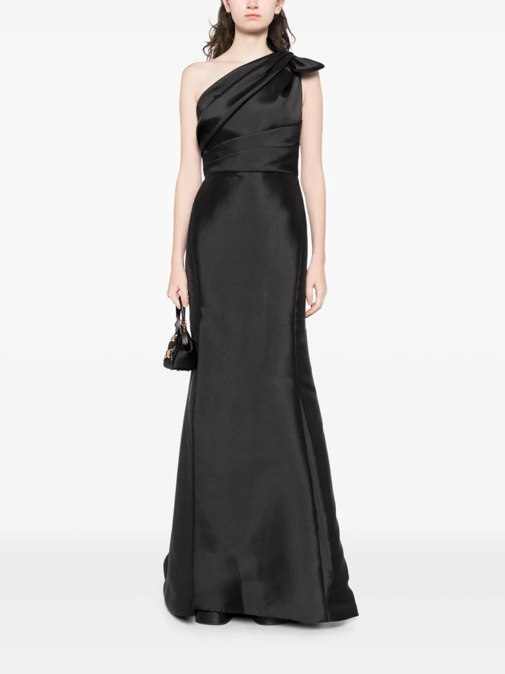Amsale Mikado Draped Bodice Gown | Black | FARFETCH | Farfetch Global