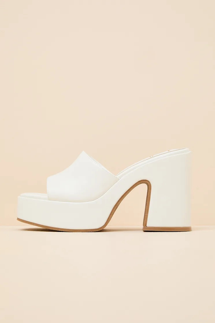 Drexel White Platform Slide Sandals | Lulus