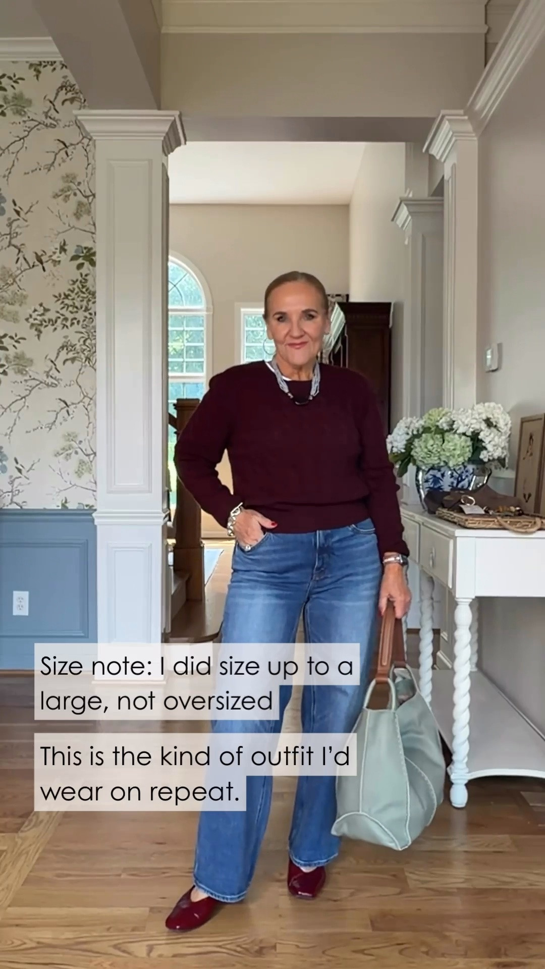 I sized up to a large in this sweater, but it’s not oversized. I really like the fit with these jeans.

#LTKgrwm #LTKdayinmylife #LTKootd