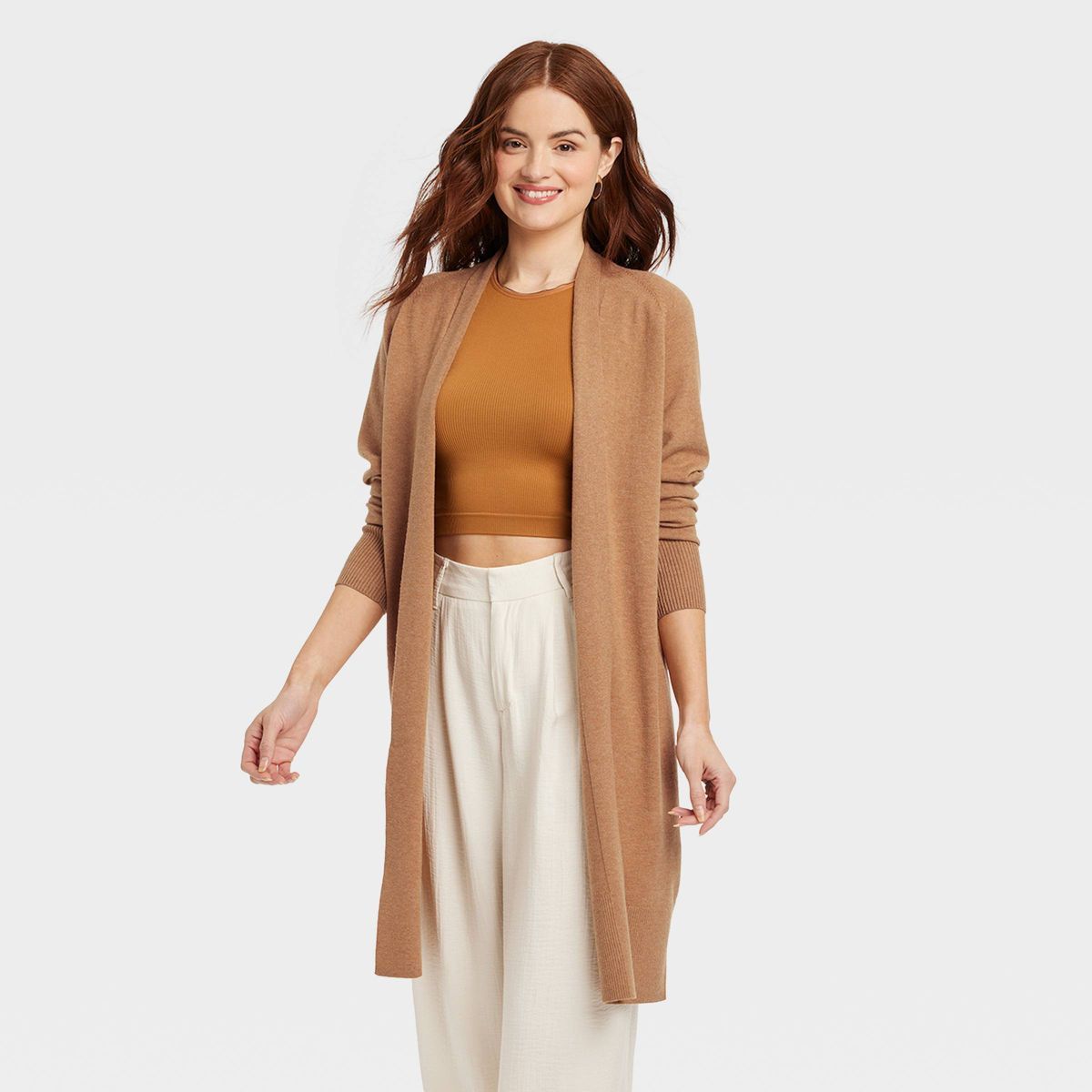 Women's Long Layering Duster Cardigan - A New Day™ Camel XS | Target