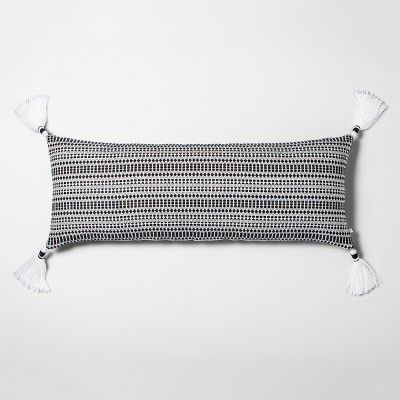 Oversized Geo Texture Lumbar Throw Pillow Railroad Gray/Black - Hearth &#38; Hand&#8482; with Mag... | Target