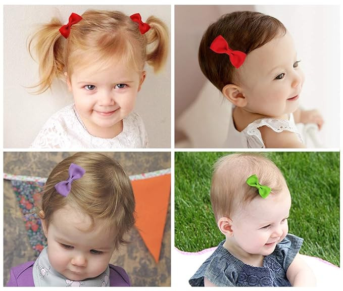 Shemay 10 Pairs 2 inches Tiny Boutique Grosgrain Ribbon Hair Bow Alligator Clips Barrettes for Ba... | Amazon (US)