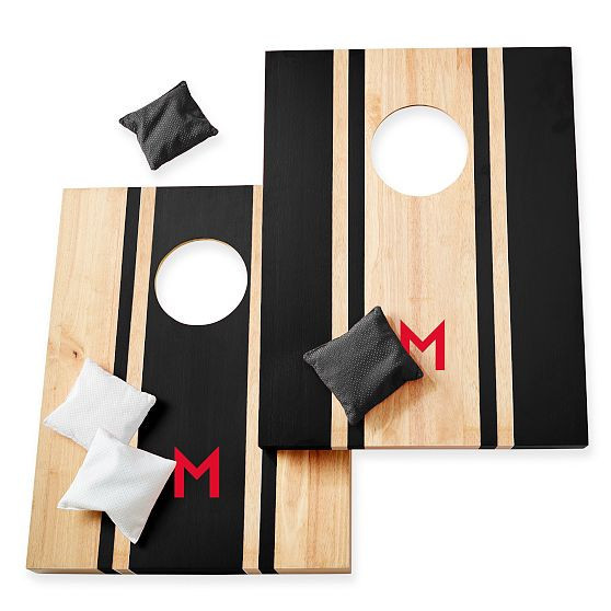 Lacquer Bean Bag Toss, Natural-Black | Mark and Graham
