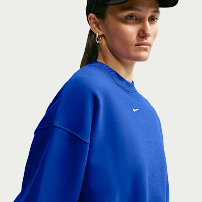 Nike Women's Studio Fleece Medium Weight Oversized Cropped Crew in Red | IM8497-608 | Nike (US)
