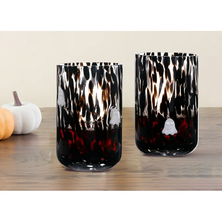 Way to Celebrate 12 fl oz Halloween Ghosts Charm Drinking Glass, Set of 2 | Walmart (US)