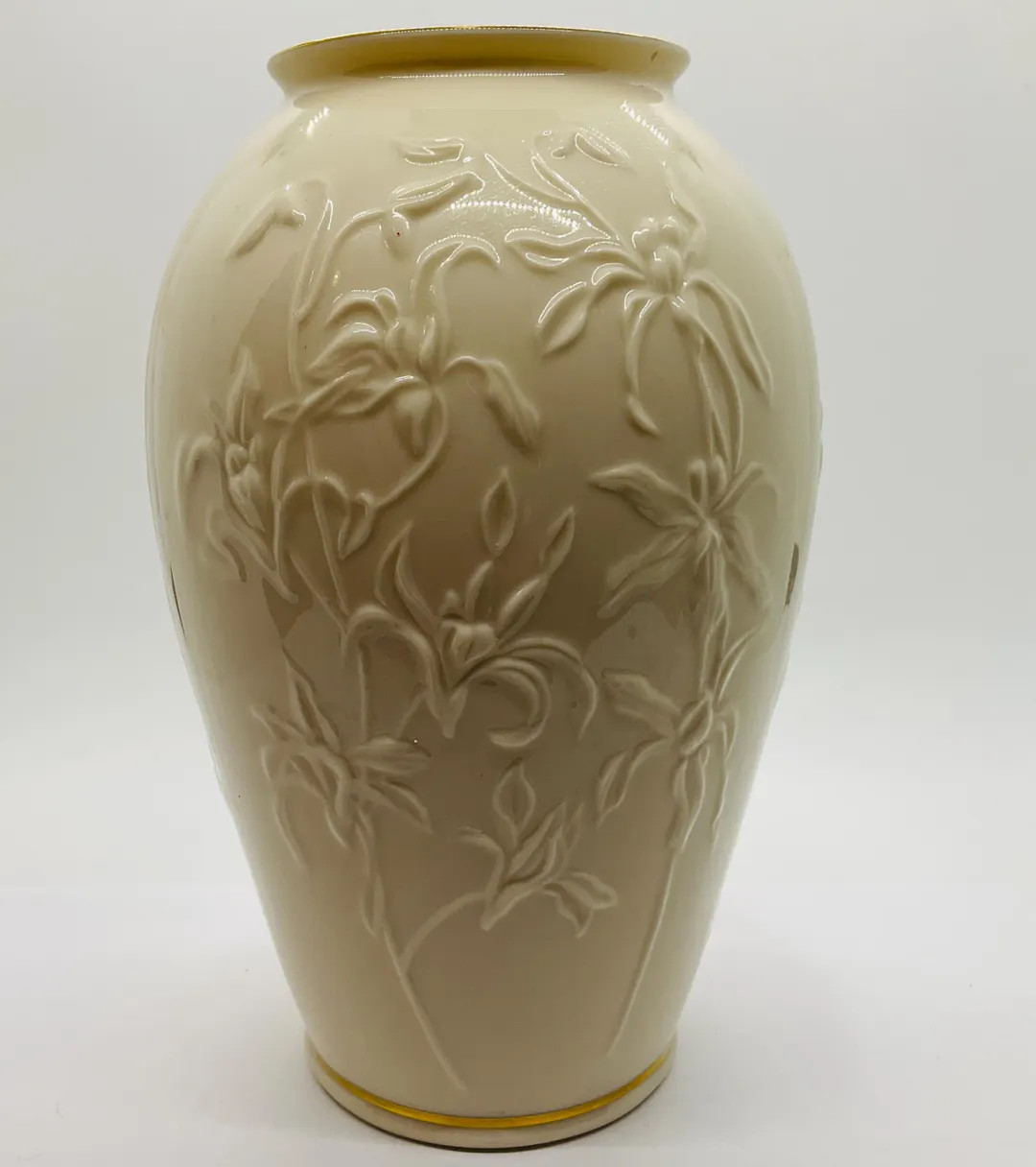 Vintage Lenox Masterpiece Collection Vase/24 K Gold Trim/beautiful Cream on Cream Iris Floral Des... | Etsy (US)