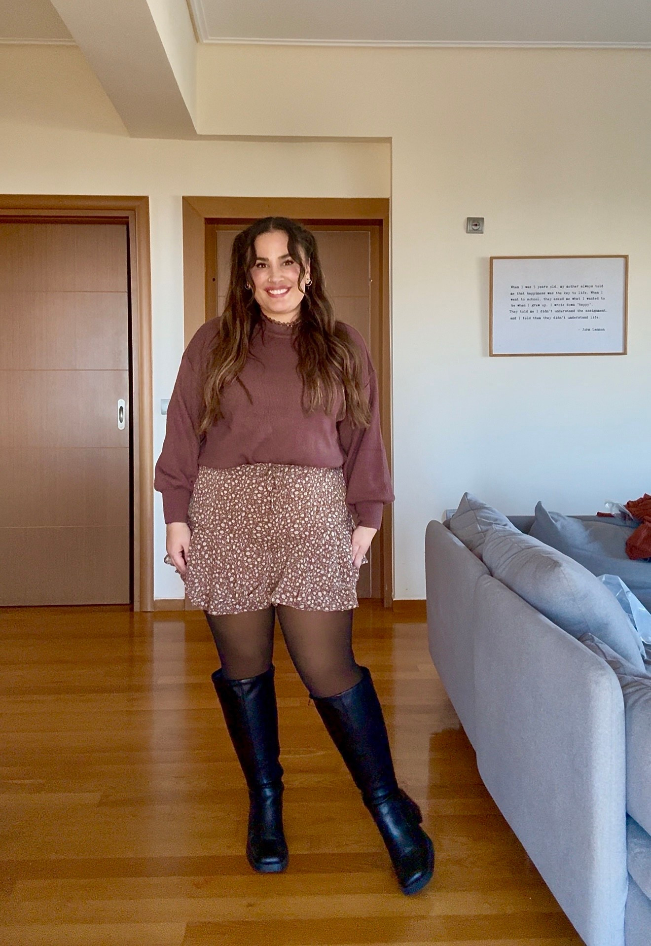 Super süßer verspielter Rock in Größe L mit kuscheligem Pulli und Thermostrumpfhose in brabraun

#LTKcurves #LTKmidsize #LTKwinter