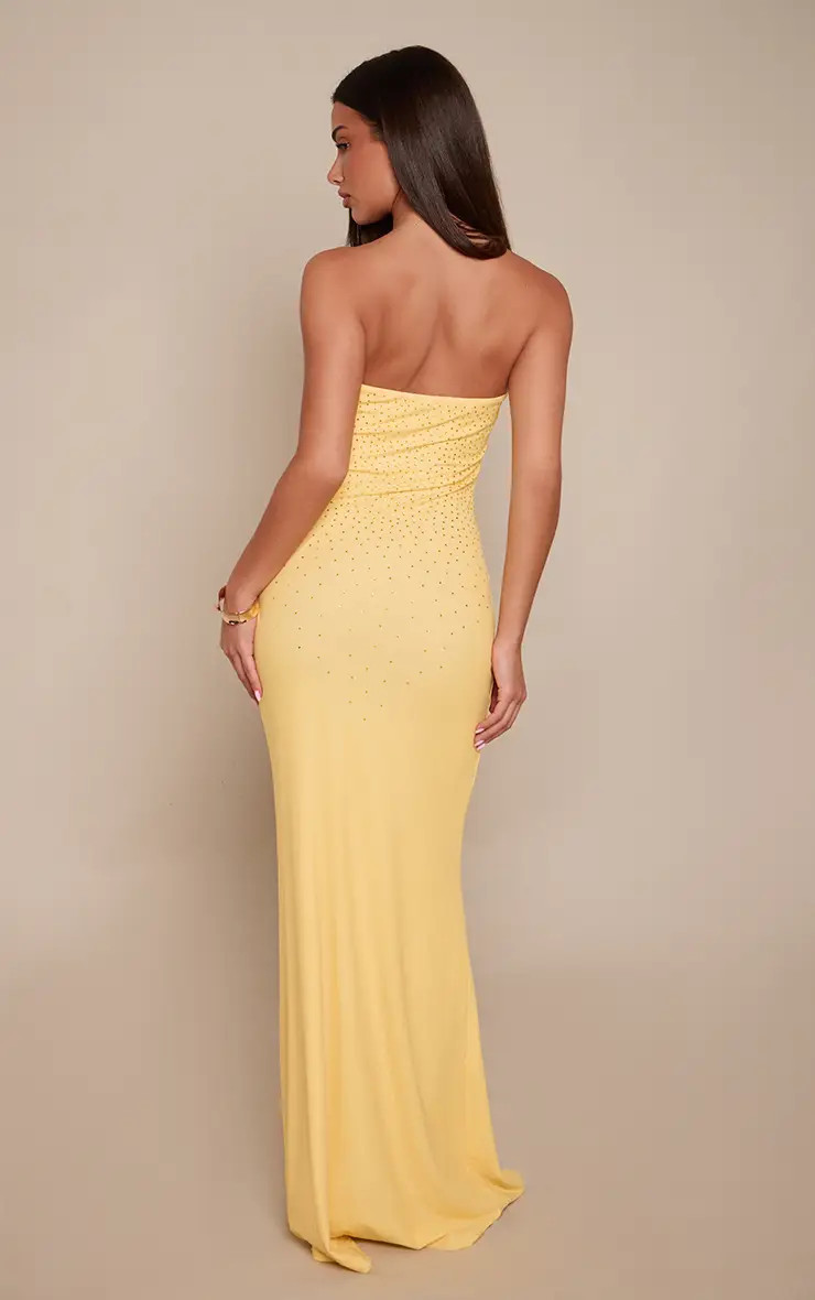 Lemon Hotfix Bandeau Maxi Dress | PrettyLittleThing USA | PrettyLittleThing US