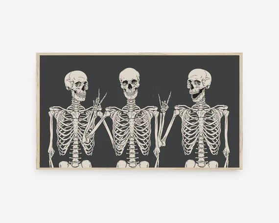 Halloween Samsung Frame TV Art Funny Skeletons Fall Art - Etsy | Etsy (US)