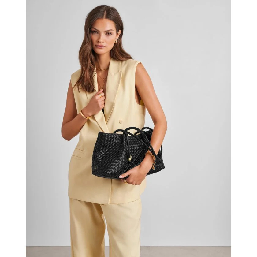 Nova Hand Woven Small Shoulder Tote in Black | Katie Loxton Ltd. (UK)