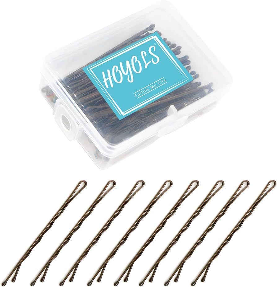 Hoyols Bobby Pins Hairpins Brown, Hair pins for Thick Thin Hair, Secure Hold Slide Proof Gold Hai... | Amazon (US)