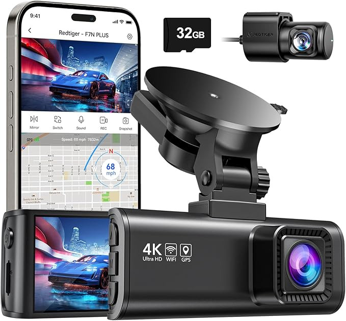 REDTIGER Dash Cam Front Rear, 4K/2.5K Full HD Dash Camera for Cars, Included 32GB Card, Built-in ... | Amazon (US)