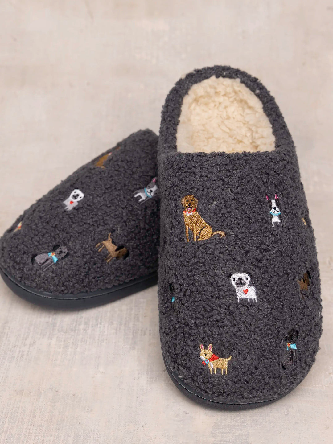 Embroidered Sherpa Slippers | Natural Life