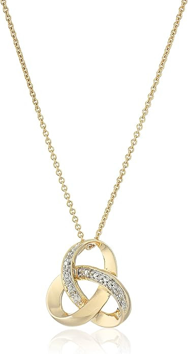 Amazon Essentials womens 18K Gold over Sterling Silver Diamond Knot Pendant Necklace (previously ... | Amazon (US)