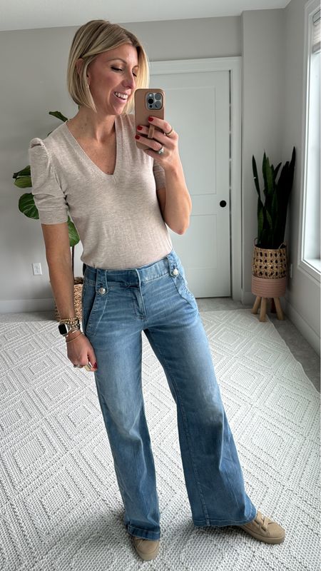 Cashmere blend puff sleeve top is the perfect elevated alternative for a basic tee👏🏻 wear my tts small 
Size 6 tall in the jeans 

#LTKSeasonal #LTKfindsunder100 #LTKstyletip