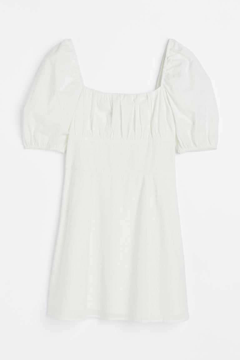 Kleid mit Puffärmeln - Weiß - Ladies | H&M AT | H&M (DE, AT, CH, NL, FI)