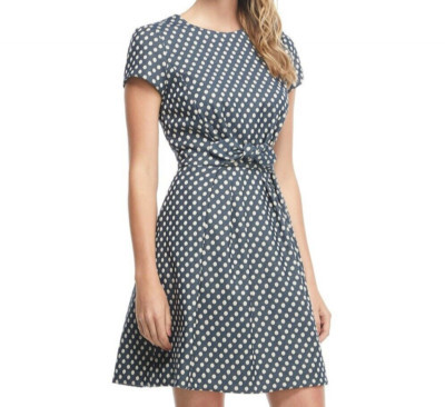 NWT Size 14 Gal Meets Glam Amy fit & flare dress navy/cream polkadot bow tie  | eBay | eBay US