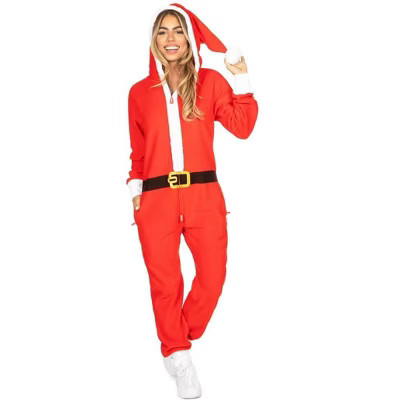 Tipsy Elves Womens Santa Christmas Jumpsuit Festive One Piece Holiday Pajamas Cozy Santa Suit Style Outfit: Size X Small | Target