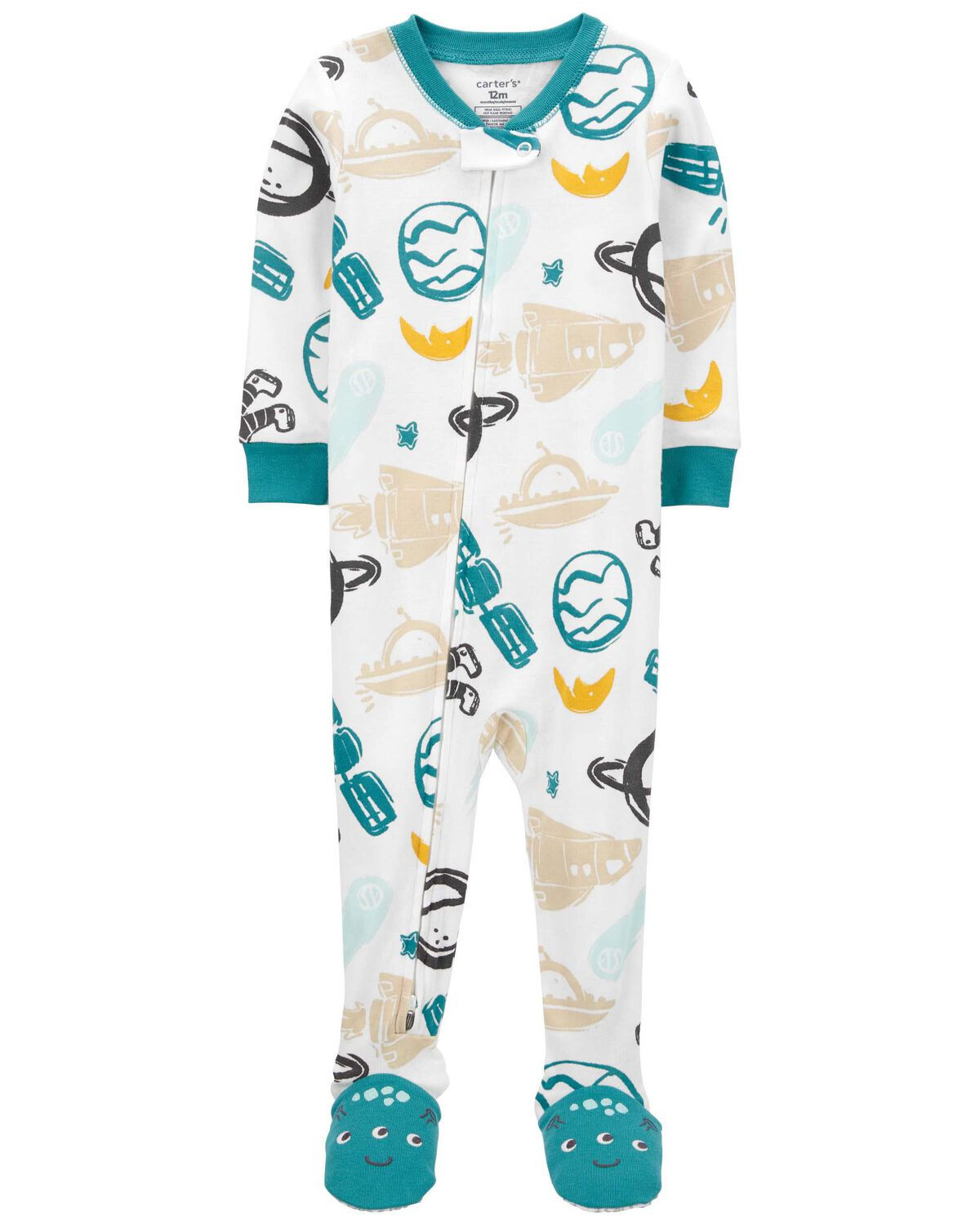 White Baby 1-Piece Space 100% Snug Fit Cotton Footie PJs | carters.com | Carter's