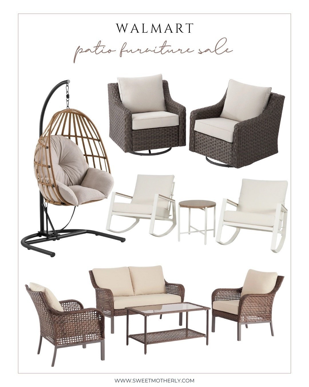 Upgrade your outdoor space with patio furniture from Walmart on sale now. Wicker sets, swivel chairs, and hanging egg chairs are trending for backyard lounging and summer hosting. These outdoor furniture sets are perfect for patios, porches, or even small decks.



#liketkit #LTKStyleTip #LTKSaleAlert #LTKHome


#LTKHome #LTKSeasonal #LTKParties