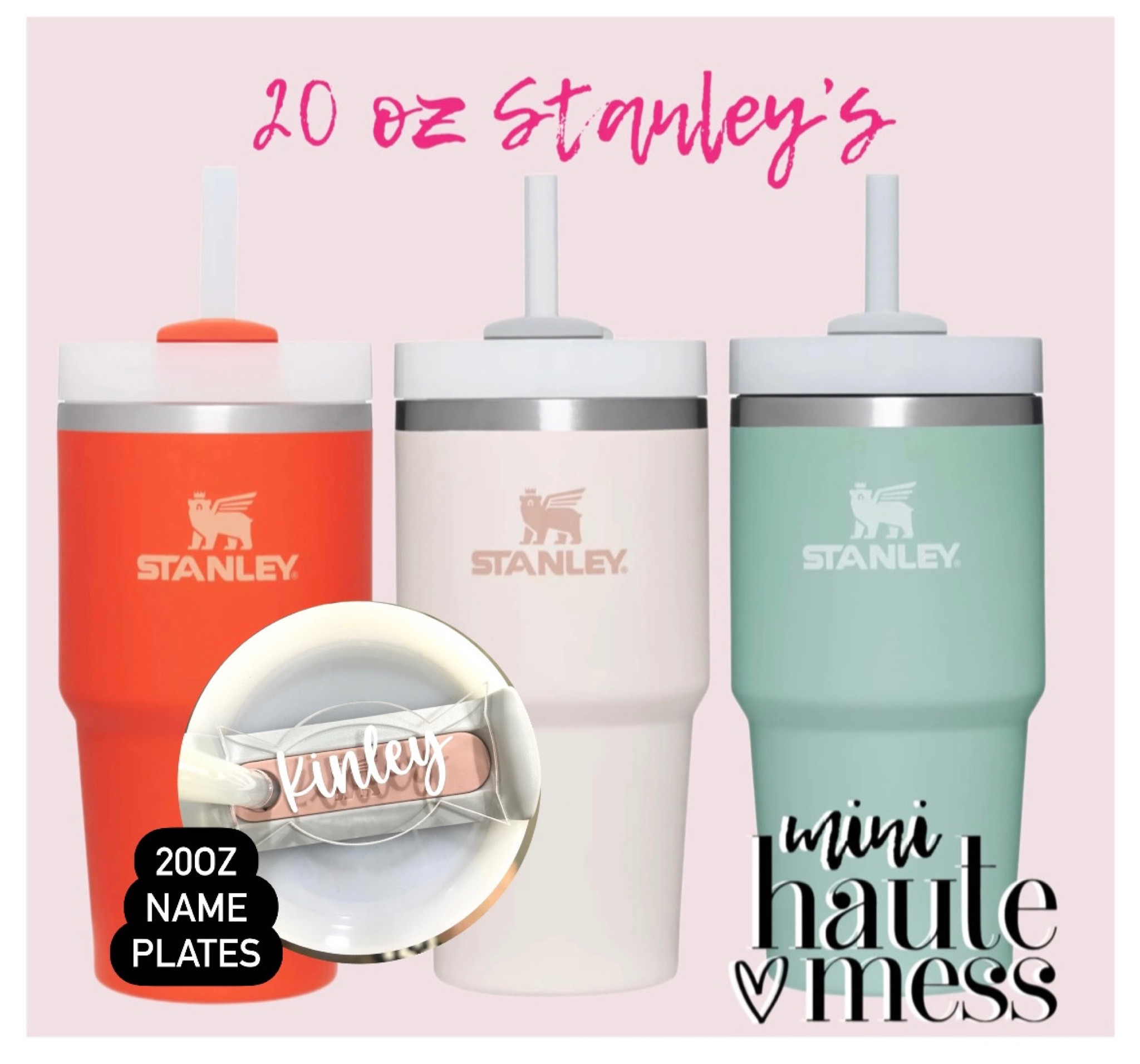 14oz Stanley Name Plate Tumbler Tag Personalized, Color Tumbler