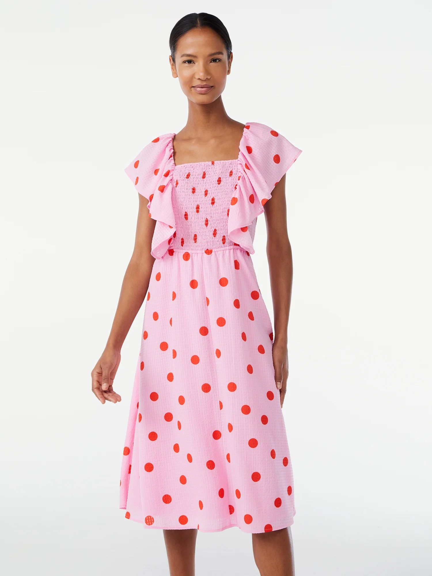 Scoop Women's Flutter Sleeve Midi Dress | Walmart (US)