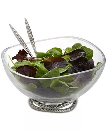 Nambé Braid Glass Salad Bowl & Servers - Macy's | Macy's