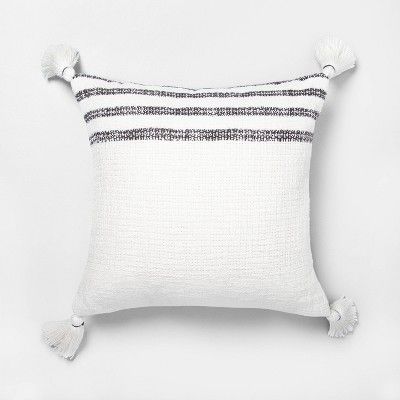 18" x 18" Stripe Throw Pillow Railroad Gray / Sour Cream - Hearth & Hand™ with Magnolia | Target