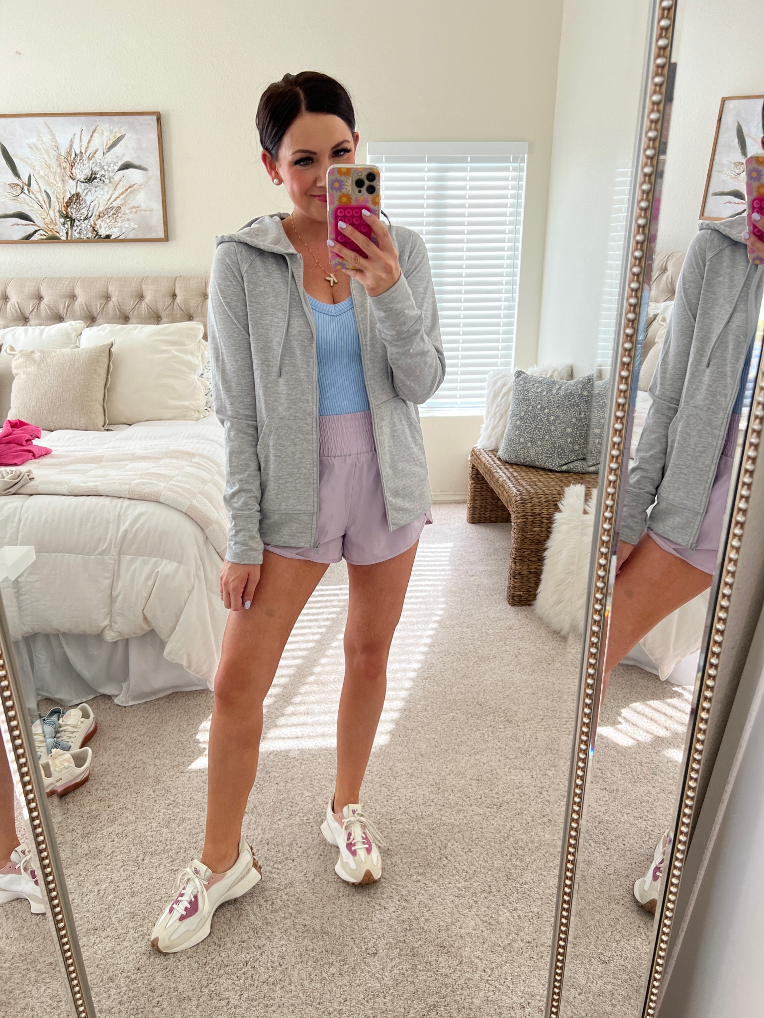 Hot mom walk outfit!
Walmart zip up-small
Ribbed tank-small
Amazon shorts-run tts
New balance sneakers-run tts 

#LTKfitness #LTKfindsunder50 #LTKsalealert