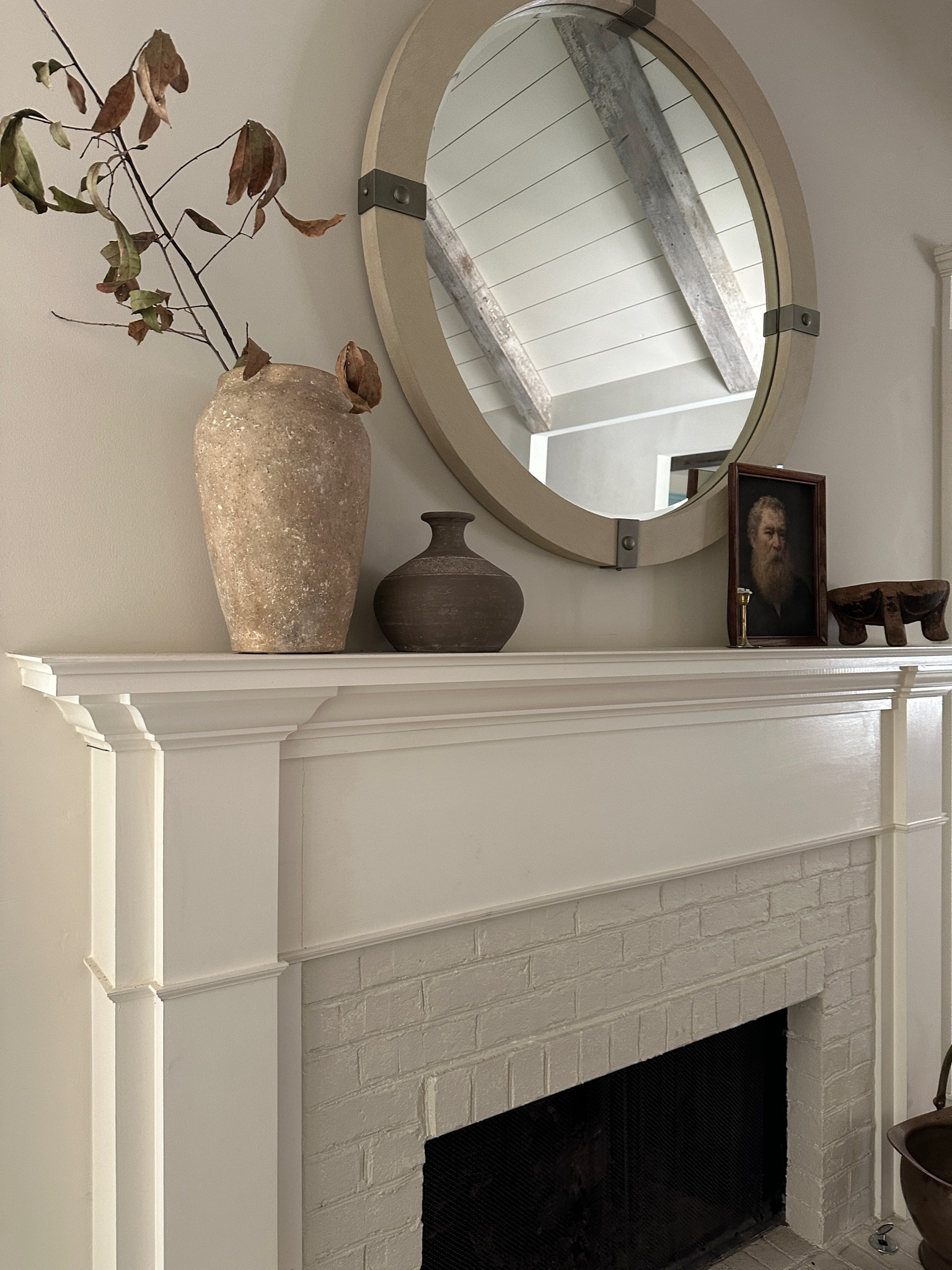 neutral mantel decor 

fireplace, mantel, pottery barn, vase, vintage print, vintage art, Etsy, Etsy finds, home decor, living room 

#LTKhome #LTKFind #LTKunder50