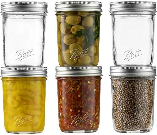 Ball Regular Mouth Mason Jar 8 oz [Set of 6] Canning Jars With Airtight lids and Bands - For Cann... | Amazon (US)