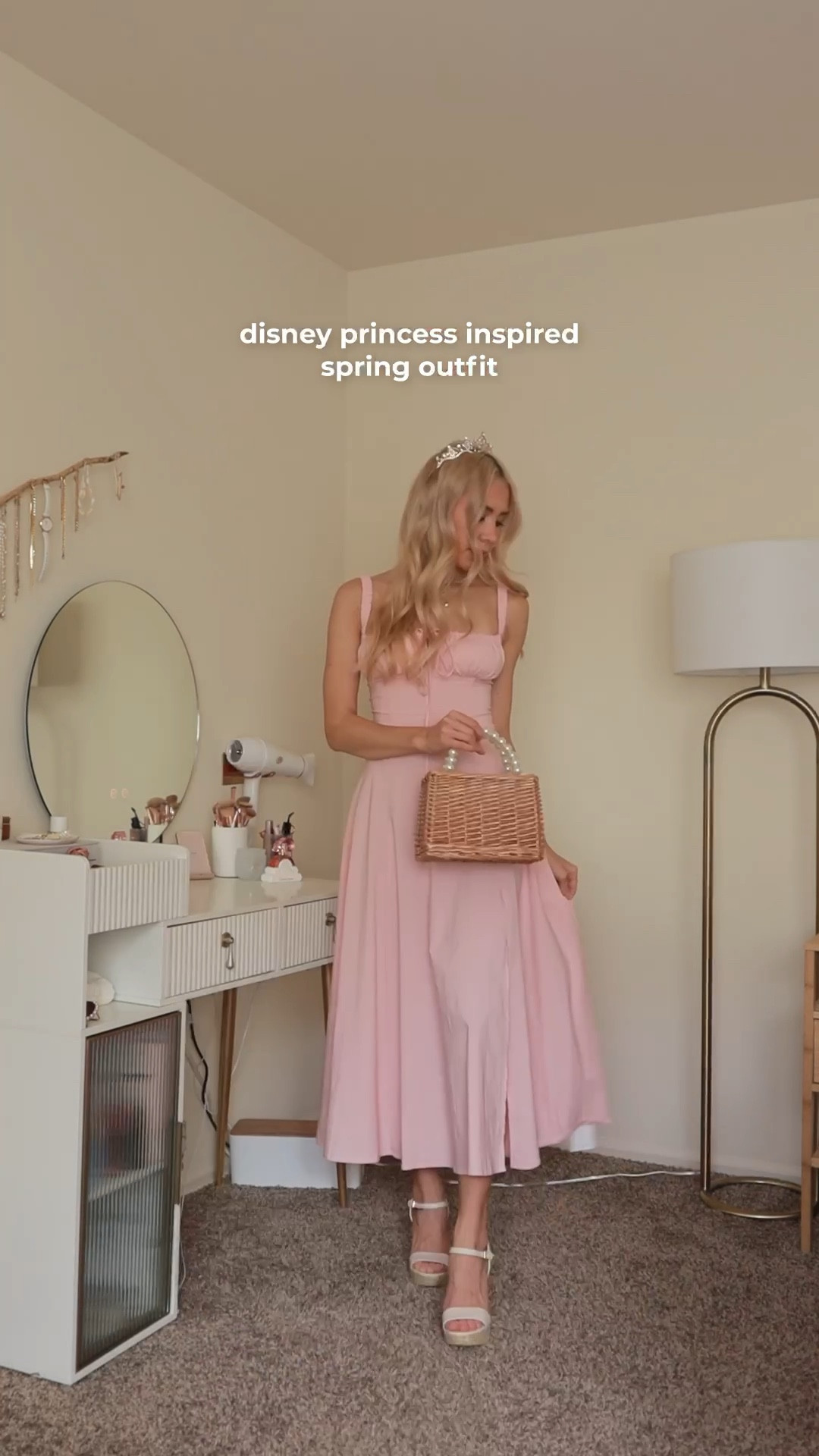 I love this spring princess core dress! It reminds me of princess aurora from sleeping beauty. Also a good dress for a wedding guest! Plus I loooove this crown and the woven basket bag!

#LTKwedding #LTKSeasonal #LTKVideo