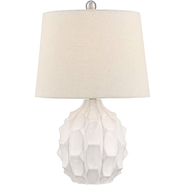 360 Lighting Mid Century Modern Accent Table Lamp 21" High White Ceramic Linen Tapered Drum Shade... | Target