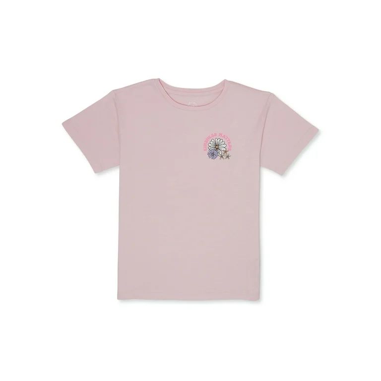 Wonder Nation Girls Kindness Matters Short Sleeve Graphic T-Shirt, Sizes 4-18 - Walmart.com | Walmart (US)
