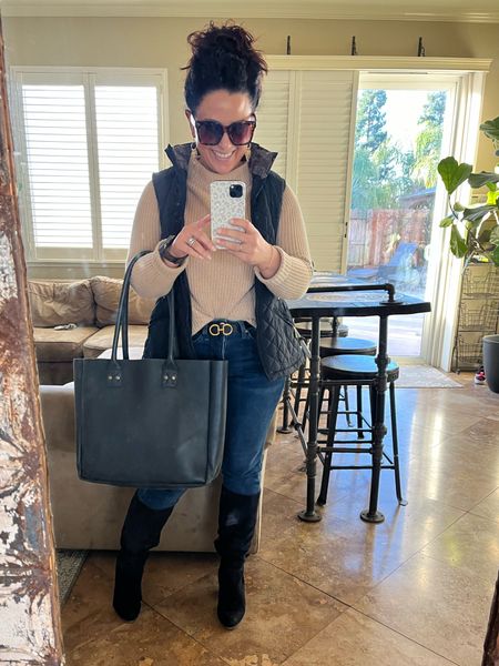 Wearing some closet classics today. I love trying new trends, but I am 💯 all about timeless pieces in my wardrobe over trends. 
Camel sweater 
Quilted vest
Tall boots
Mom style
Winter style
Teacher stylee

#LTKfindsunder50 #LTKstyletip #LTKover40