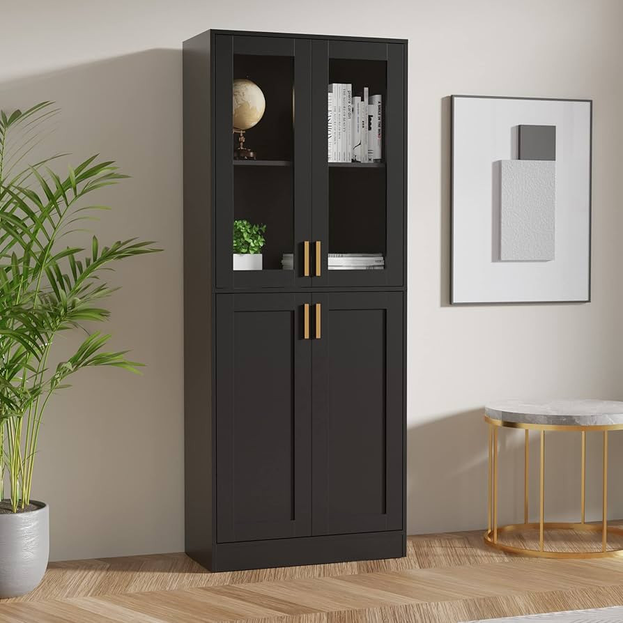 Cozy Castle 70" Tall Display Cabinet, Pantry Cabinet with Acrylic Glass Doors and Adjustable Shel... | Amazon (US)