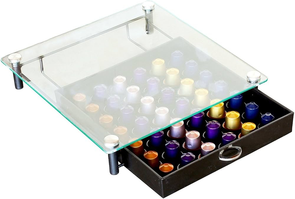 DecoBrothers Tempered Glass Coffee Pod Drawer Compatible with Nespresso Original Line, 42 Capsule... | Amazon (US)