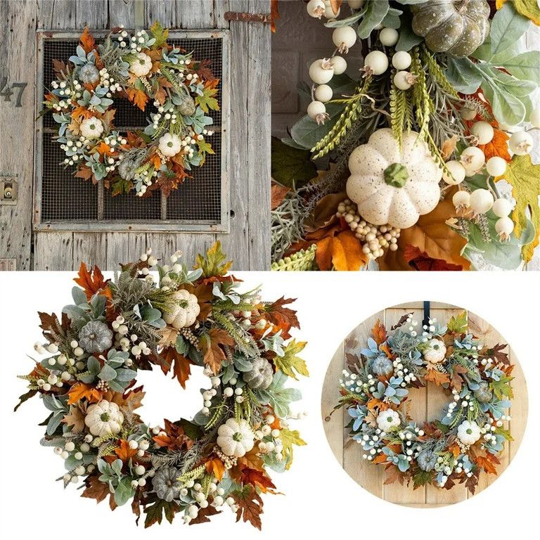 DALLtif Clearance Wreath Fall Pumpkin Wreath Fall Year Round Wreath For Front Door Artificial Fal... | Walmart (US)
