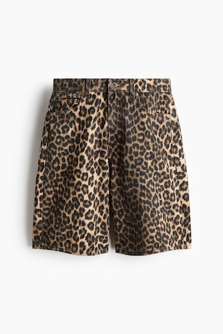 H & M - Denim Bermuda Shorts - Beige/Leopard Print | H&M (US + CA)