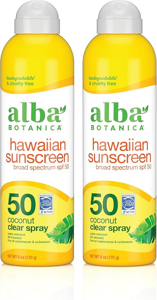 Alba Botanica Sunscreen for Face and Body, Hawaiian Coconut Sunscreen Spray, Broad Spectrum SPF 5... | Amazon (US)